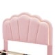 preview thumbnail 36 of 48, Twin/Full Size Upholstered Bed Frame with Flower Shaped Headboard, Elegant Platform Bed with Wooden Slats Support & LED Light