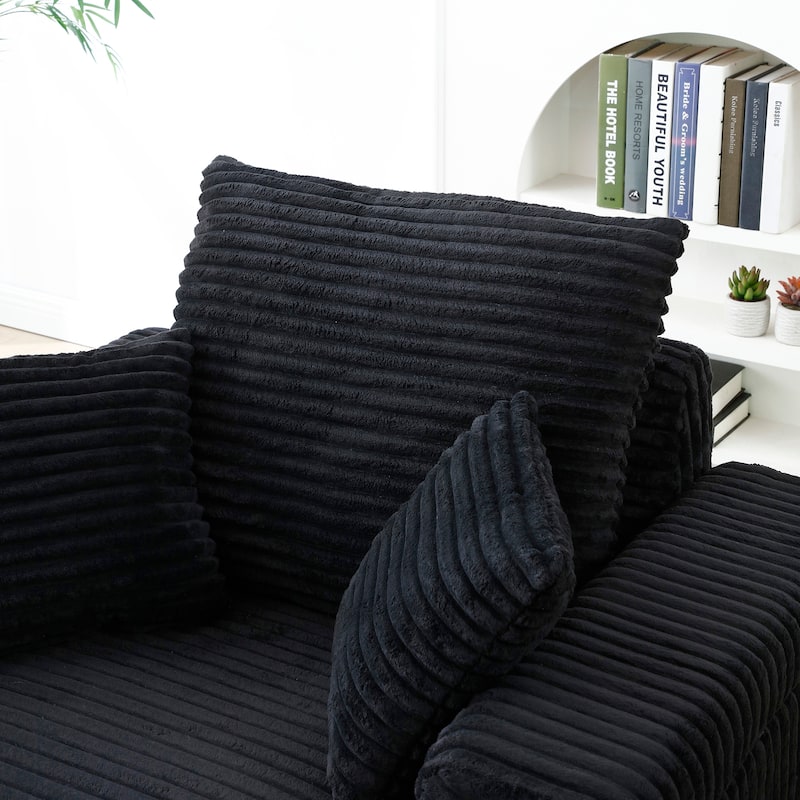 Modern 33.4" Upholstered Accent Chair with Ottoman and Large Seat for Living Room