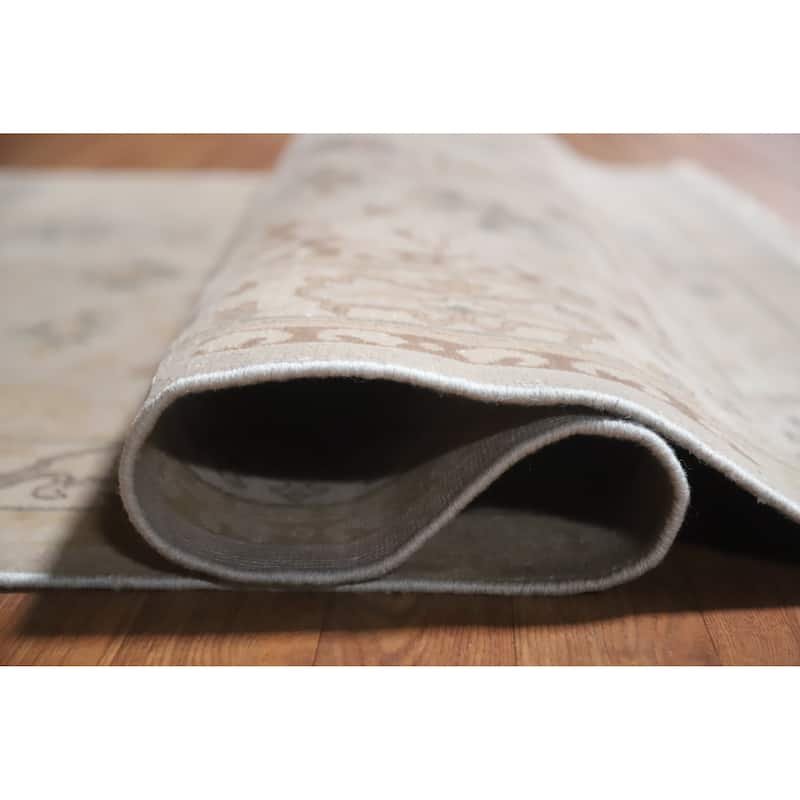Hand Knotted Oriental 100% Wool Carpet Transitional Floral Greys & Charcoal Oushak Area Rug - 6' 0'' X 5' 1''