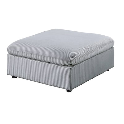 Contemporary Living Room Furniture Ottoman Dark Gray Color Corduroy 1pc Soft Cushion Ottoman Wood Legs