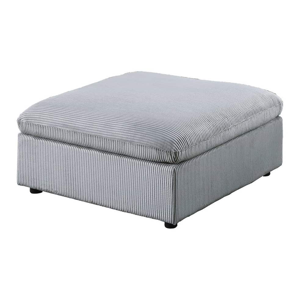Contemporary Living Room Furniture Ottoman Dark Gray Color Corduroy 1pc Soft Cushion Ottoman Wood Legs