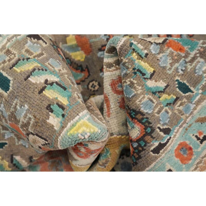 Hand Knotted Oriental 100% Wool Carpet Traditional Floral Coral Tabriz Area Rug - 9' 7'' X 6' 11''