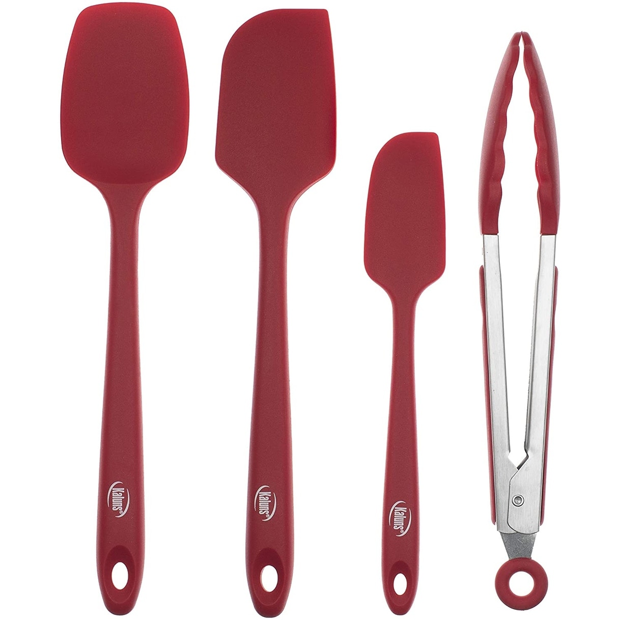 10 pcs set Silicone Heat Resistant Kitchen Cooking Utensils spatula  Non-Stick Baking Tool tongs ladle gadget (red) 