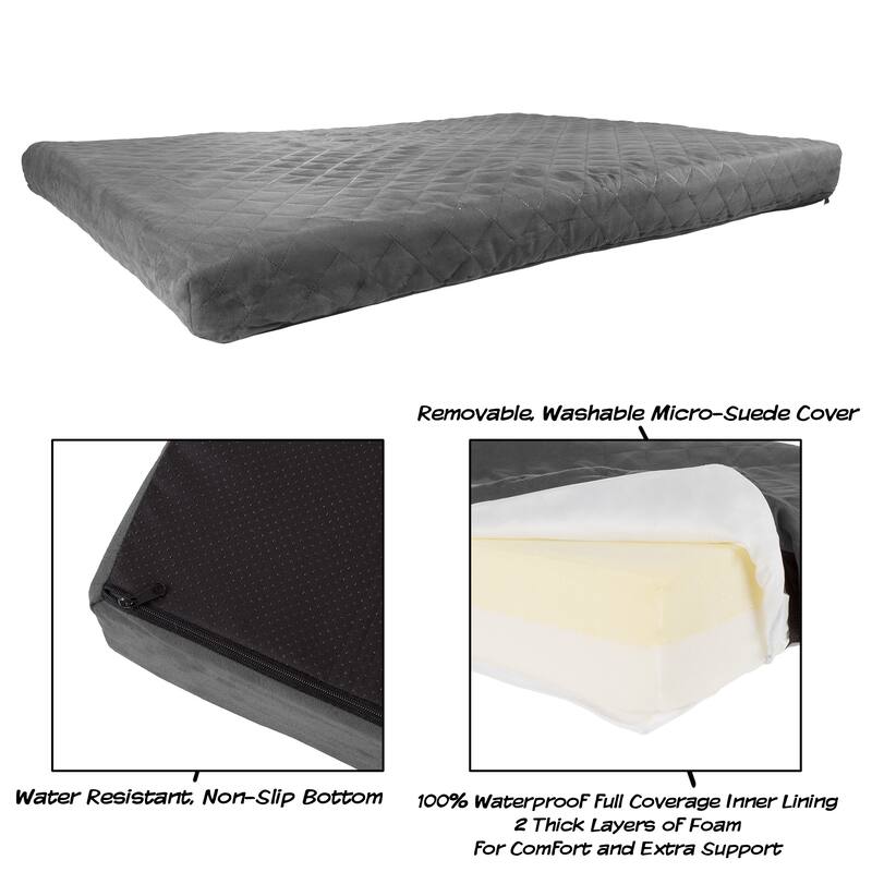 36x27 Two-Layer Memory Foam Waterproof Dog Bed for Large Dogs up to 75lbs