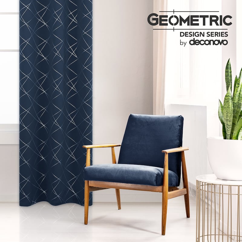Deconovo Silver 42 Inch Geometric Curtain Panel Pair(2 Panel)