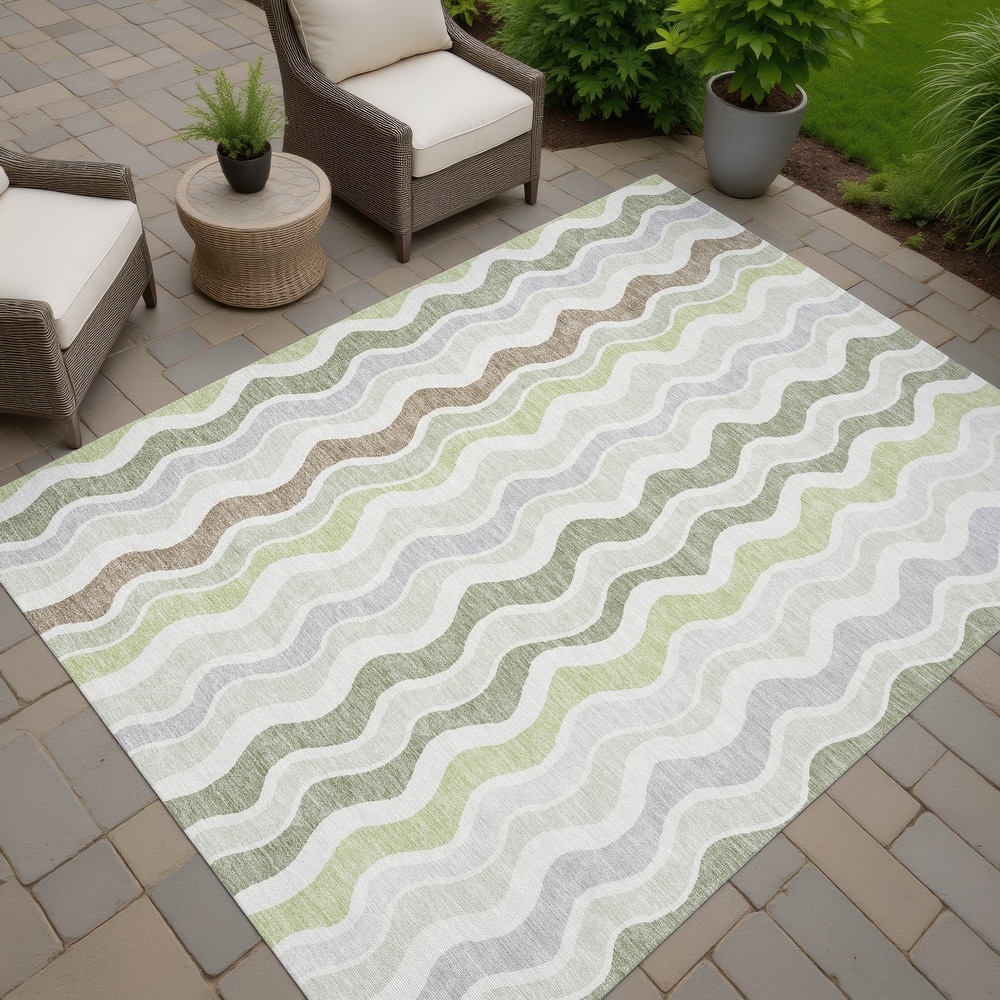 Machine Washable Indoor/ Outdoor Funky Stripe Chantille Rug