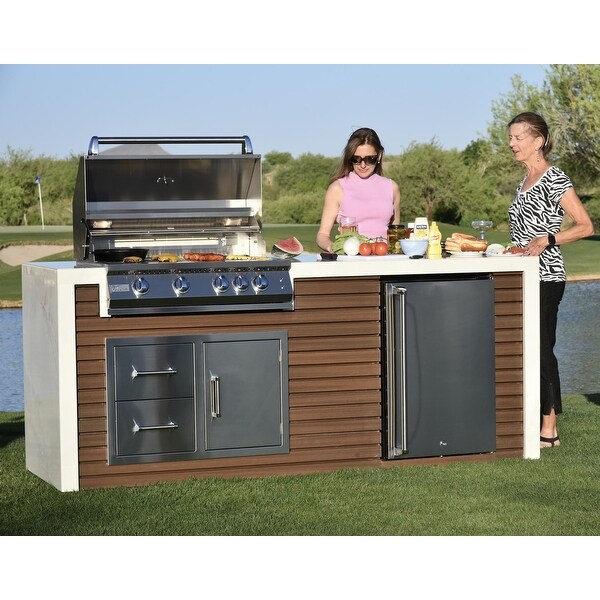 Professional Shiplap Outdoor Kitchen KoKoMo Grill With Waterfall