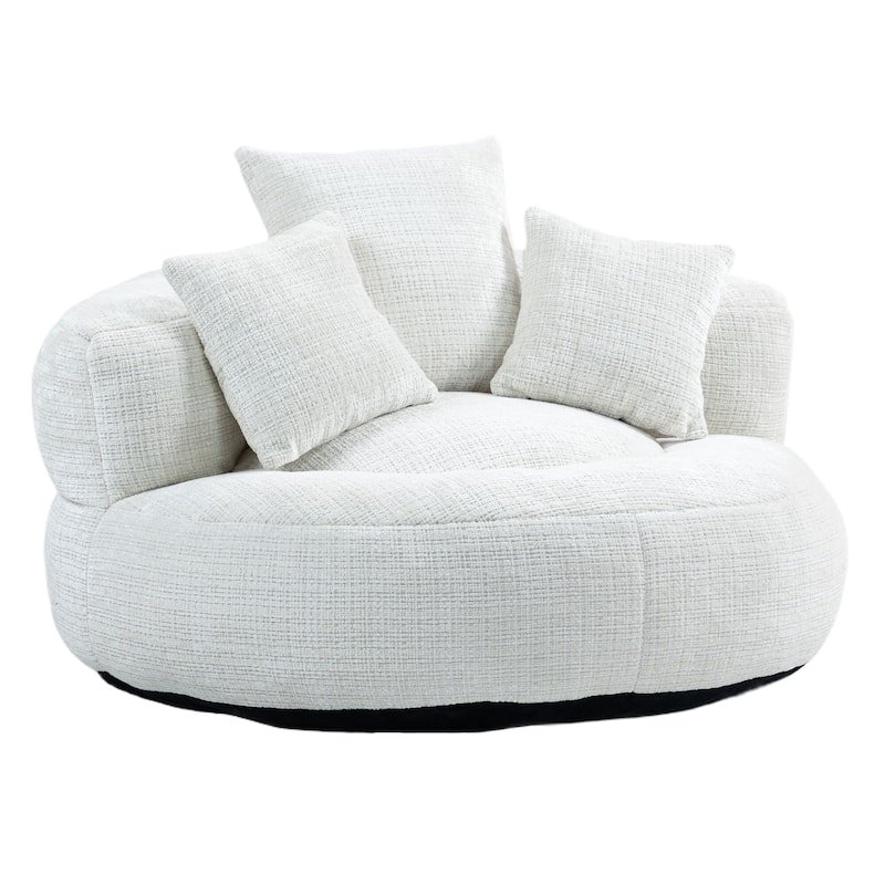 Chenille High Back Lazy Sofa with 3 Pillows and Oversized Bean Bag Chair