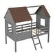 preview thumbnail 3 of 12, Stylish & Playfun Design Low Loft Bed with Roof, Ladder, Guardrail and Windows, Twin Size, Grey