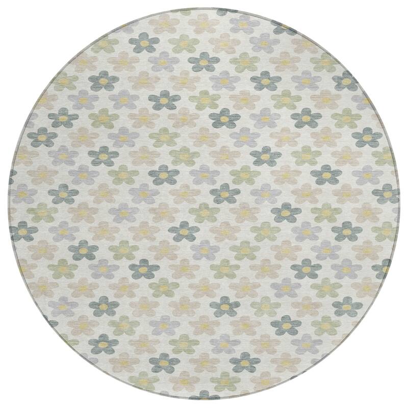 Machine Washable Indoor/ Outdoor Floral Kechi Chantille Rug