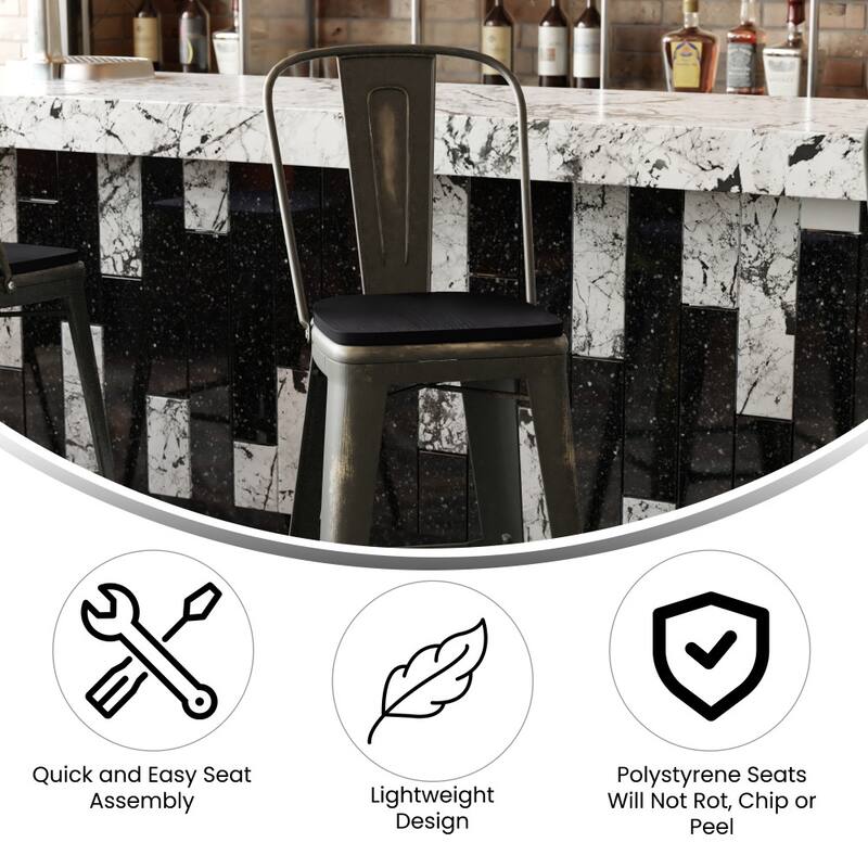All-Weather Bar Height Stool with Poly Resin Seat