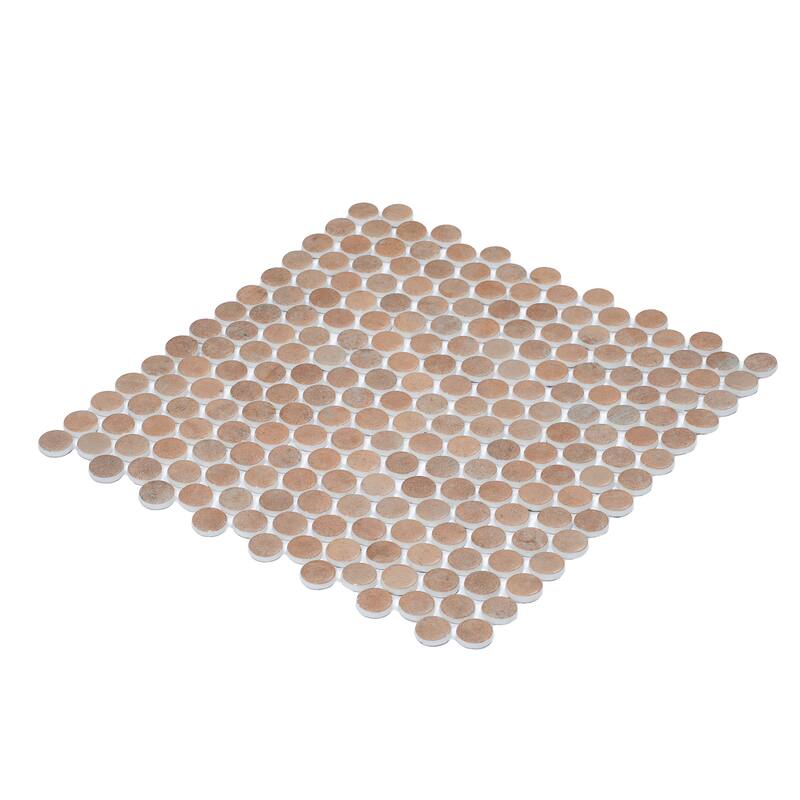 Lucenza 12x12 in. Matte Recycled Glass Penny Round Mosaic Wall and Floor Tile (10.56 sq ft/case, 12-Pack)