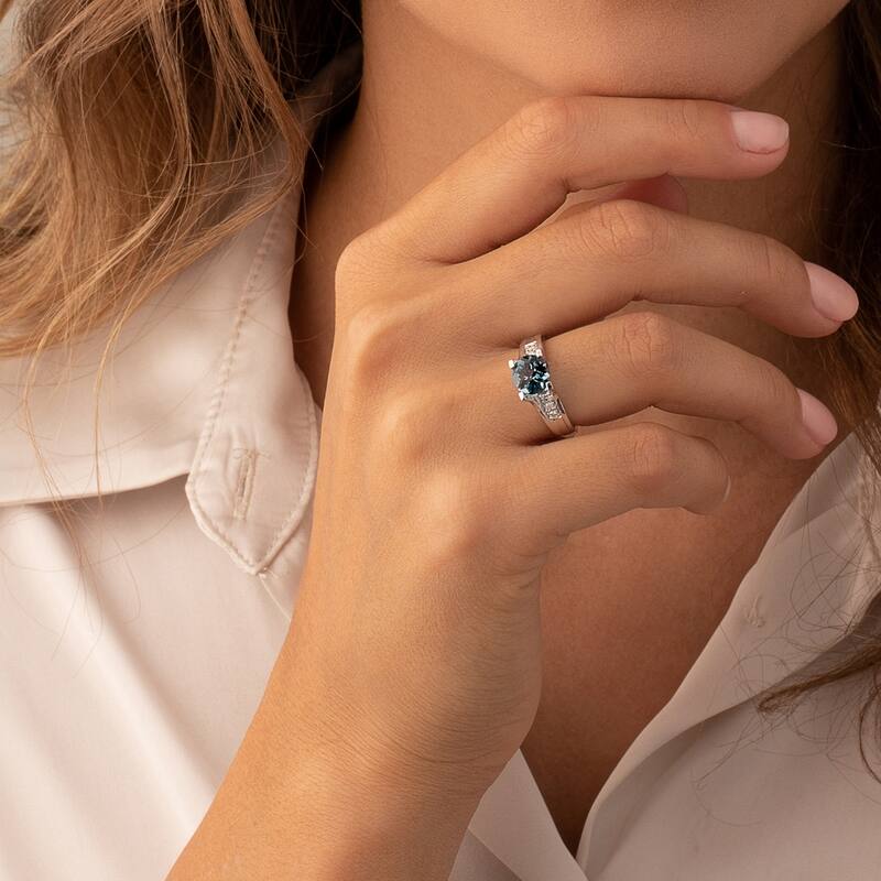 14k White Gold 2.25ct London Blue Topaz and Diamond Ring