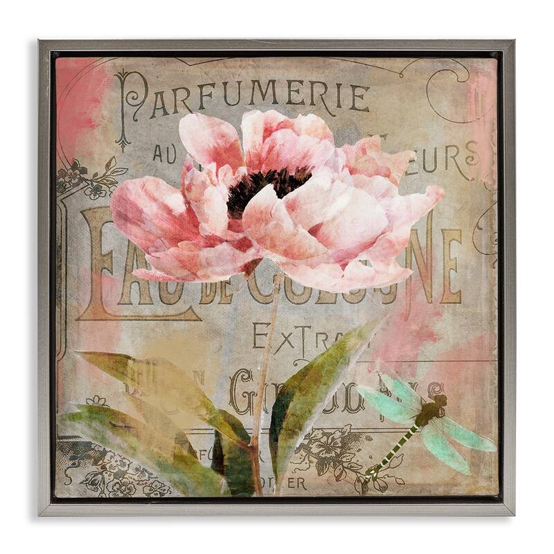 Stupell French Vintage Blossom Framed Floater Canvas Wall Art Design By Sasha - 25 x 25 - Grey
