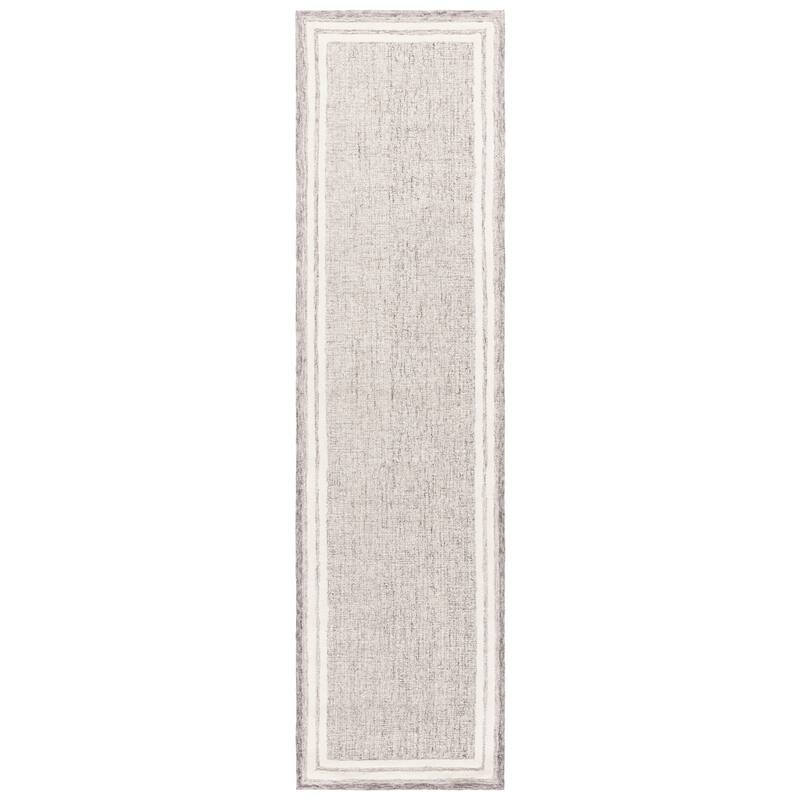 SAFAVIEH Handmade Ebony Gosselke Modern & Contemporary Wool Rug - 2'3" x 9' Runner - Grey/Ivory