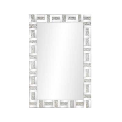 Glass Geometric Wall Mirror - Silver - Roche River Decor - 1"W x 32"L x 47"H