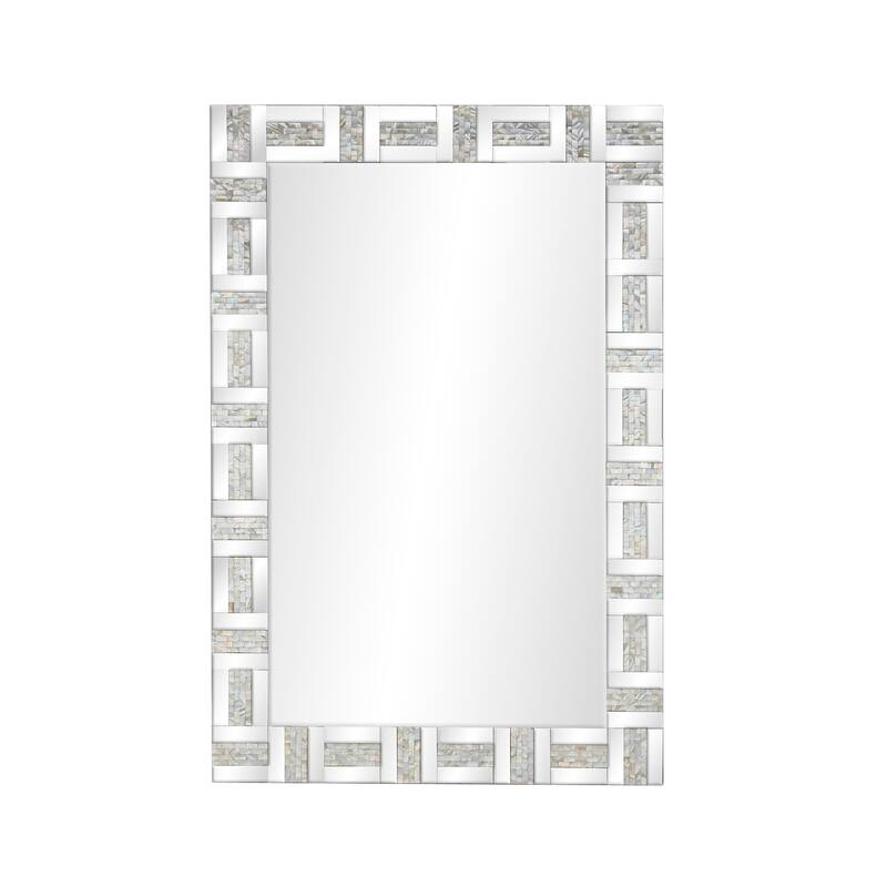 Silver Glass Geometric Room Wall Mirror - 32 x 1 x 47