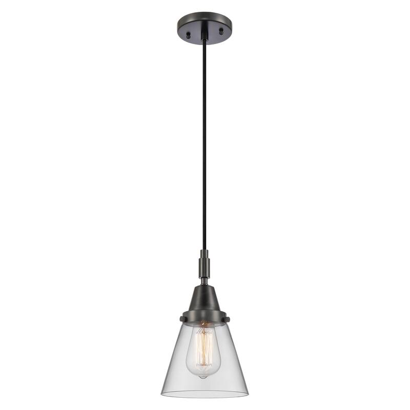 Innovations Lighting Downtown Urban - Caden Cone - 1 Light 6" Cord Hung Mini Pendant - Clear Shade/Matte Black