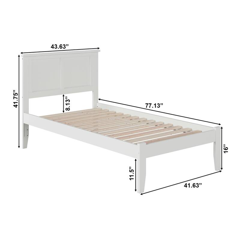 AFI Madison Twin XL Platform Bed with Charging Station in White