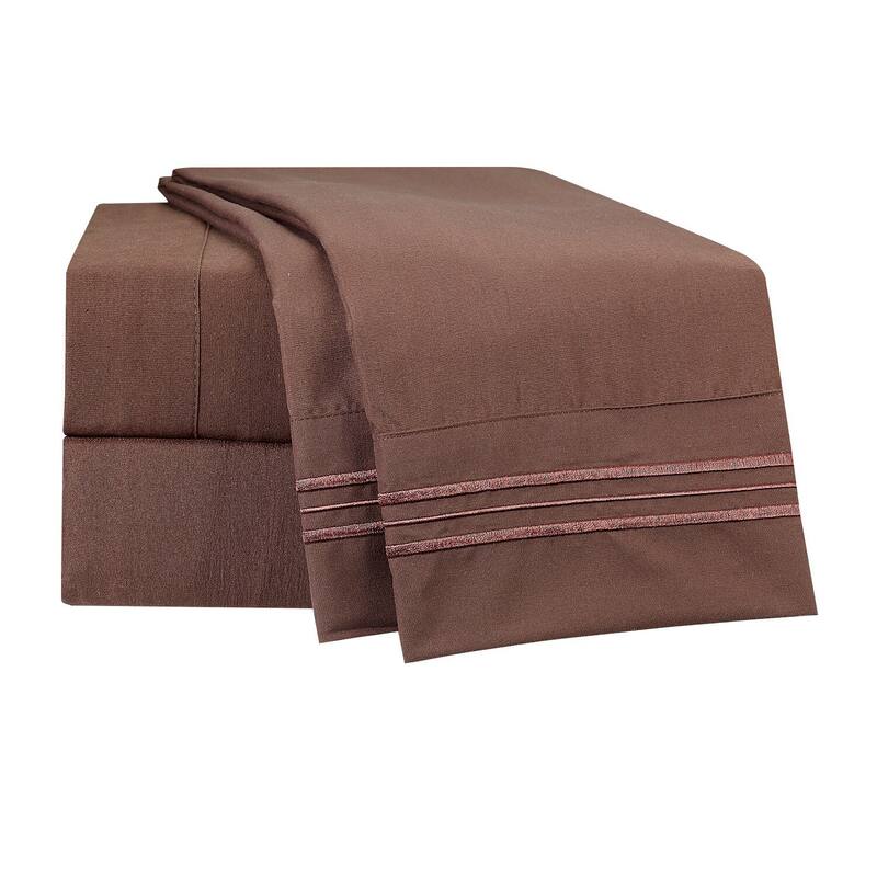 Clara Clark Premium 1800 Series Ultra-soft Deep Pocket Bed Sheet Set - Twin XL - Chocolate Brown