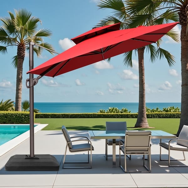 abba patio offset cantilever umbrella Abba Patio 11 lbs. Plastic Patio Umbrella Base in Black