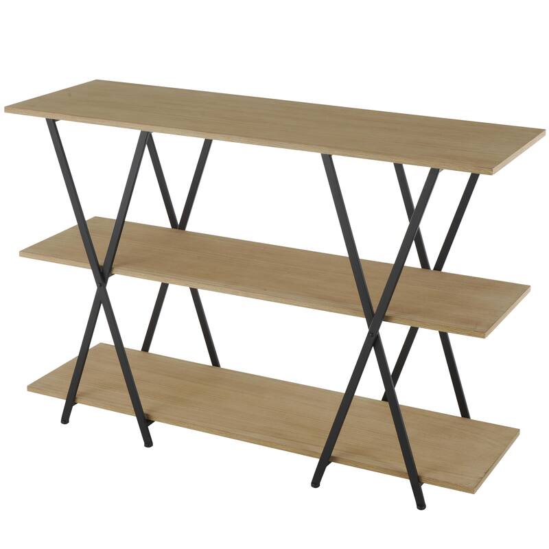 Metal 3 Shelf Shelving Unit with Black Metal X Frame - Brown - Roche River Decor - Brown