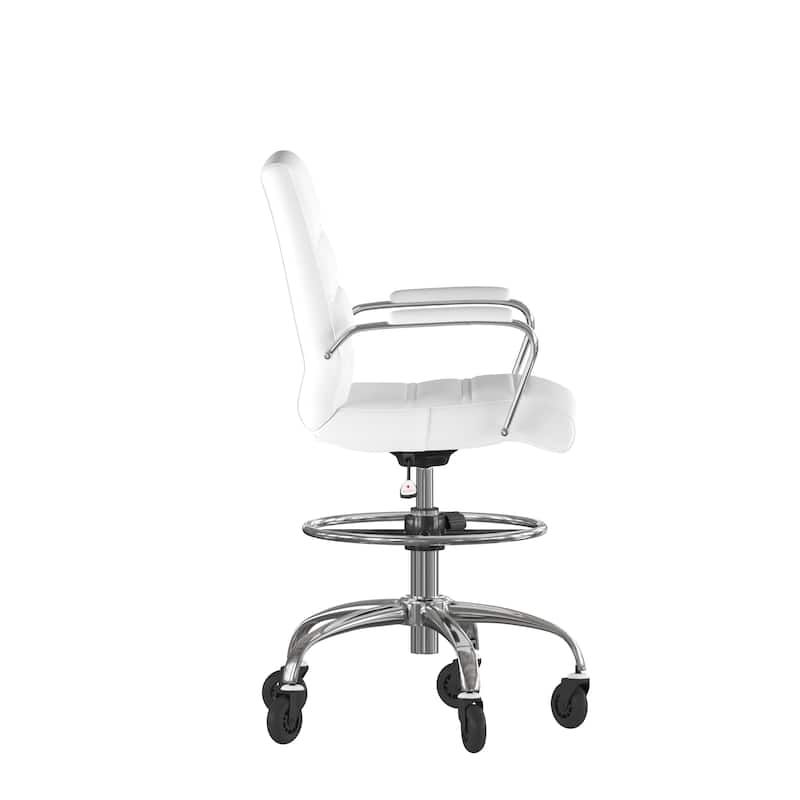 Drafting Chair with Roller Wheels, Adjustable Foot Ring