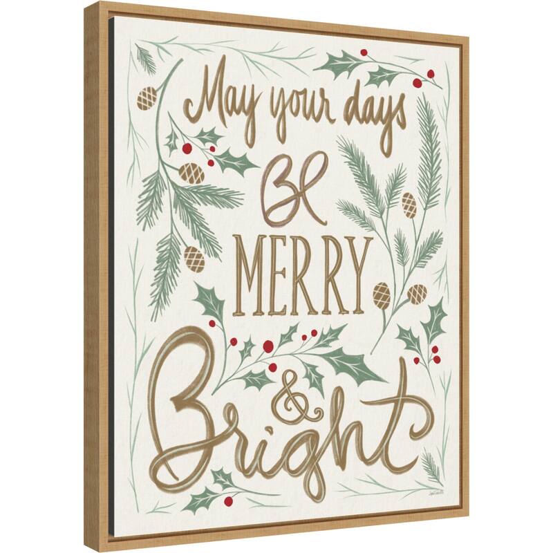 Merry and Bright Holly by Anne Tavoletti Framed Canvas Wall Art
