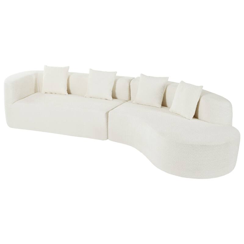 Curved Sectional Sofa, 2 Piece Chenille Modular Couch with 4 Pillows