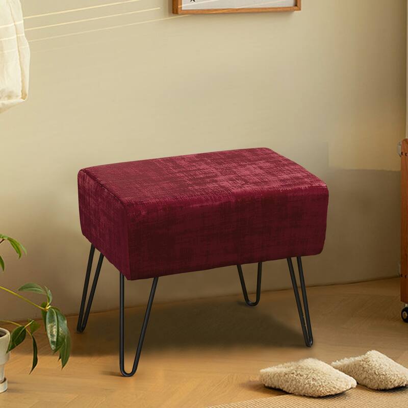 Textured Velvet Ottoman