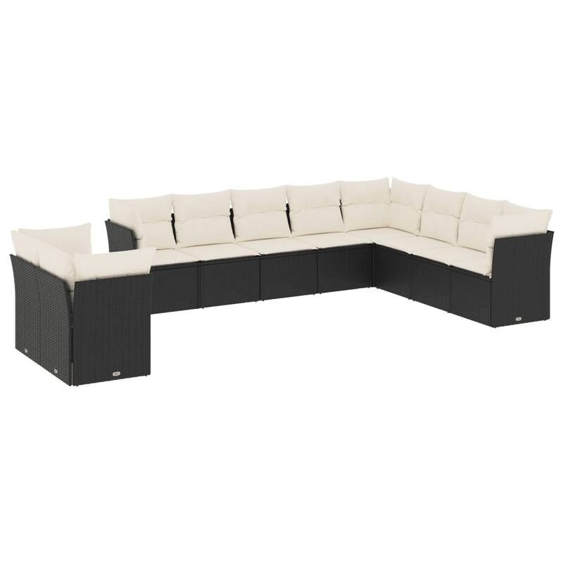 vidaXL Garden Sofa Set Black, Cream White - 24.4 x 24.4 x 27.2