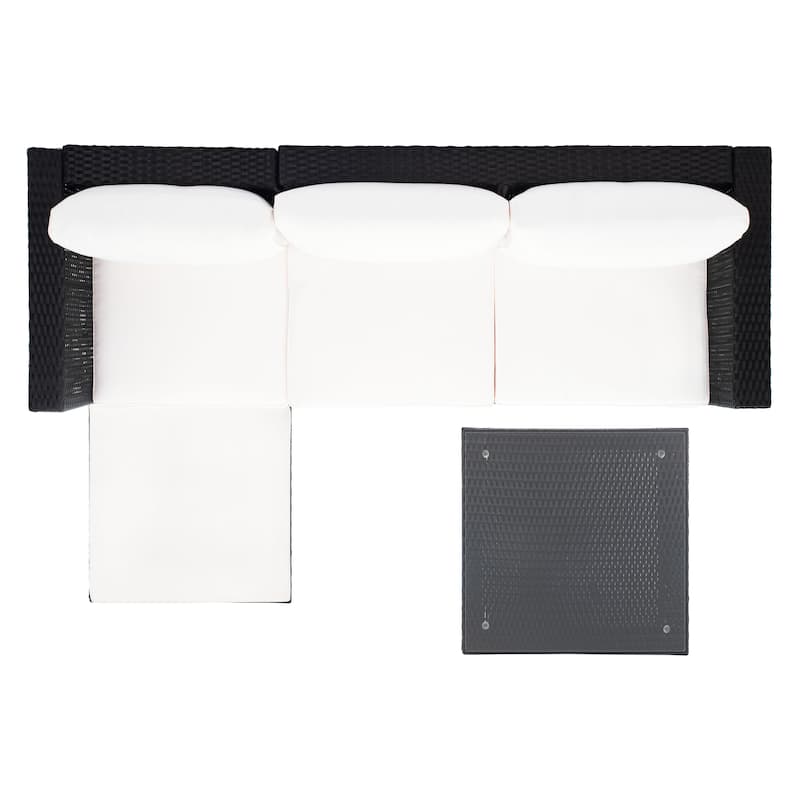 SAFAVIEH Outdoor Patio Furniture Lainey 3-Piece Sectional Conversation Set - 51W x 26D x 27H