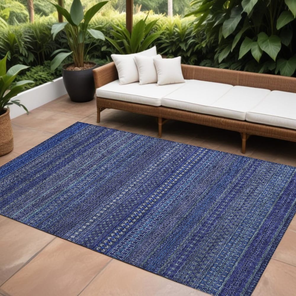 Rana Stripe Weather Resistant Blended Style Runner Outdoor Rug