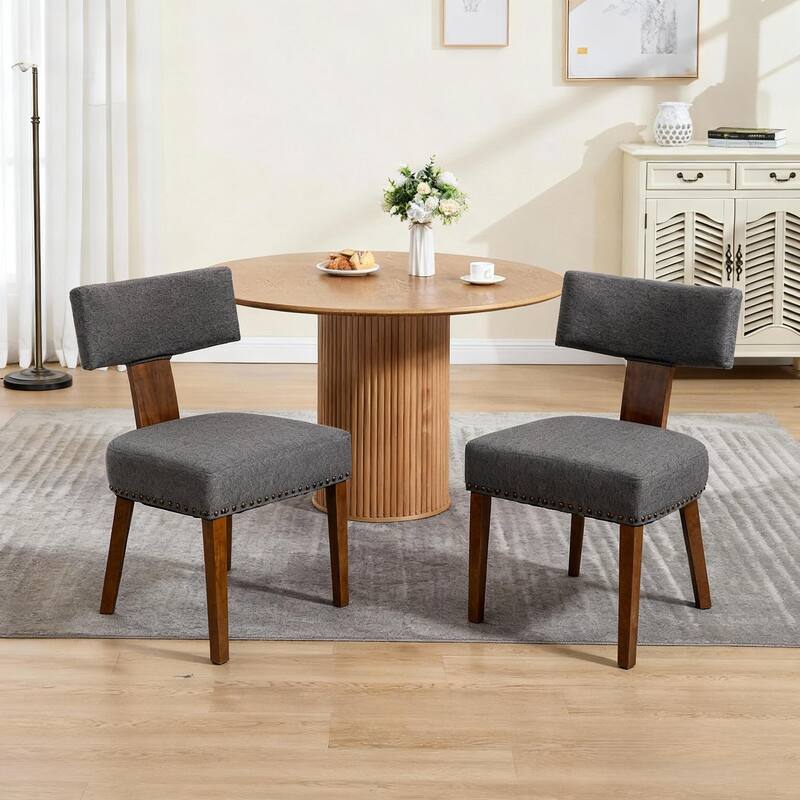 Rossetta Medieval Modern Elegant Design Linen Fabric Upholstered Comfortable Dining Room Chairs Set of 2