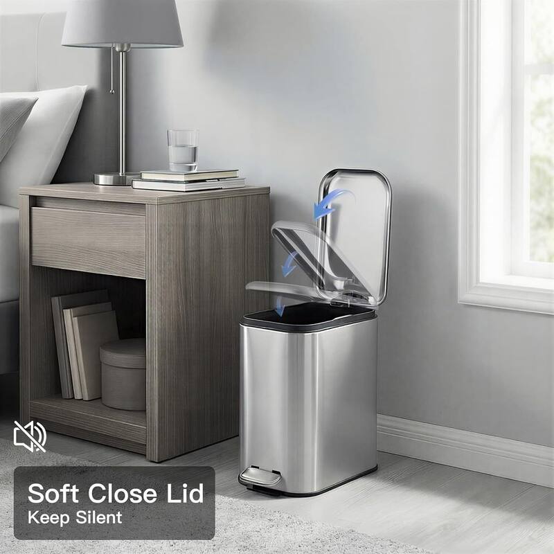 1.3 Gallons Trash Can, Step Garbage Can for Bathroom, Bedroom, Office, Kitchen