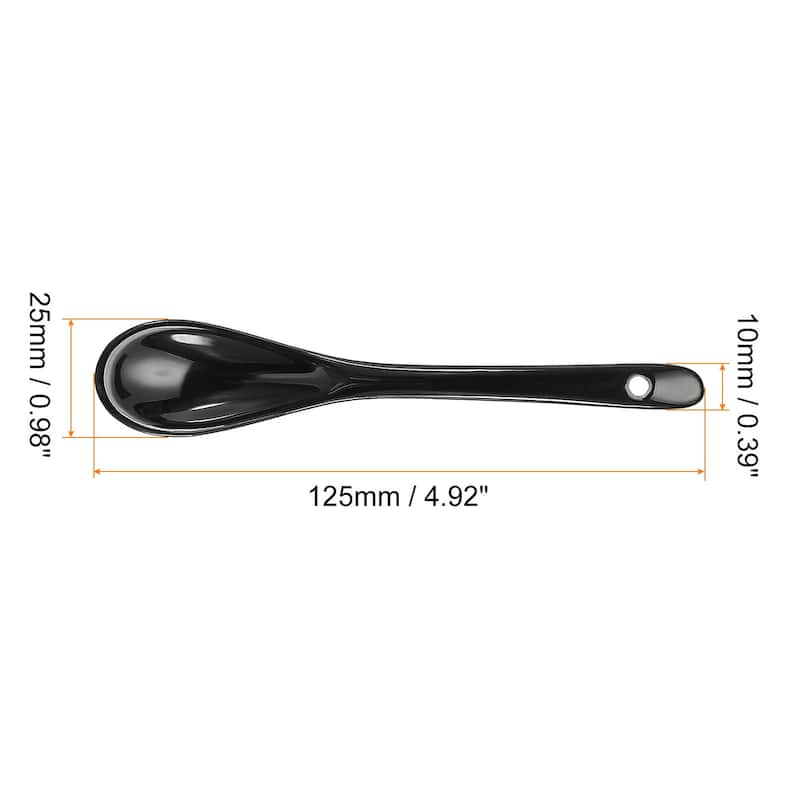 Ceramic Spoons 4.9" Black Spoon for Home Kitchen Restaurant 8 Pcs - Black