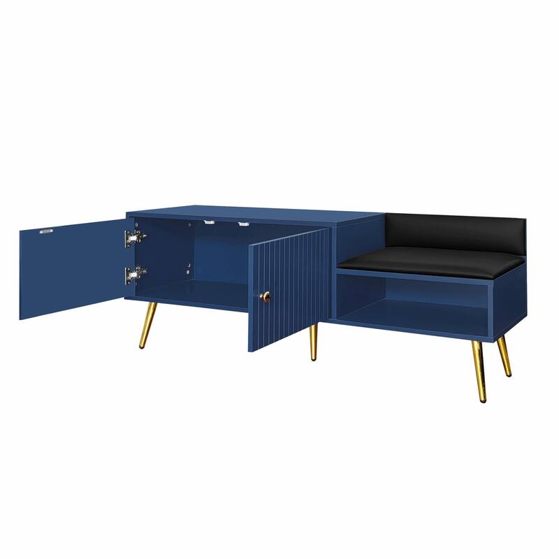 Modern Shoe Storage Bench with Hidden Compartment and Upholstered Cushion