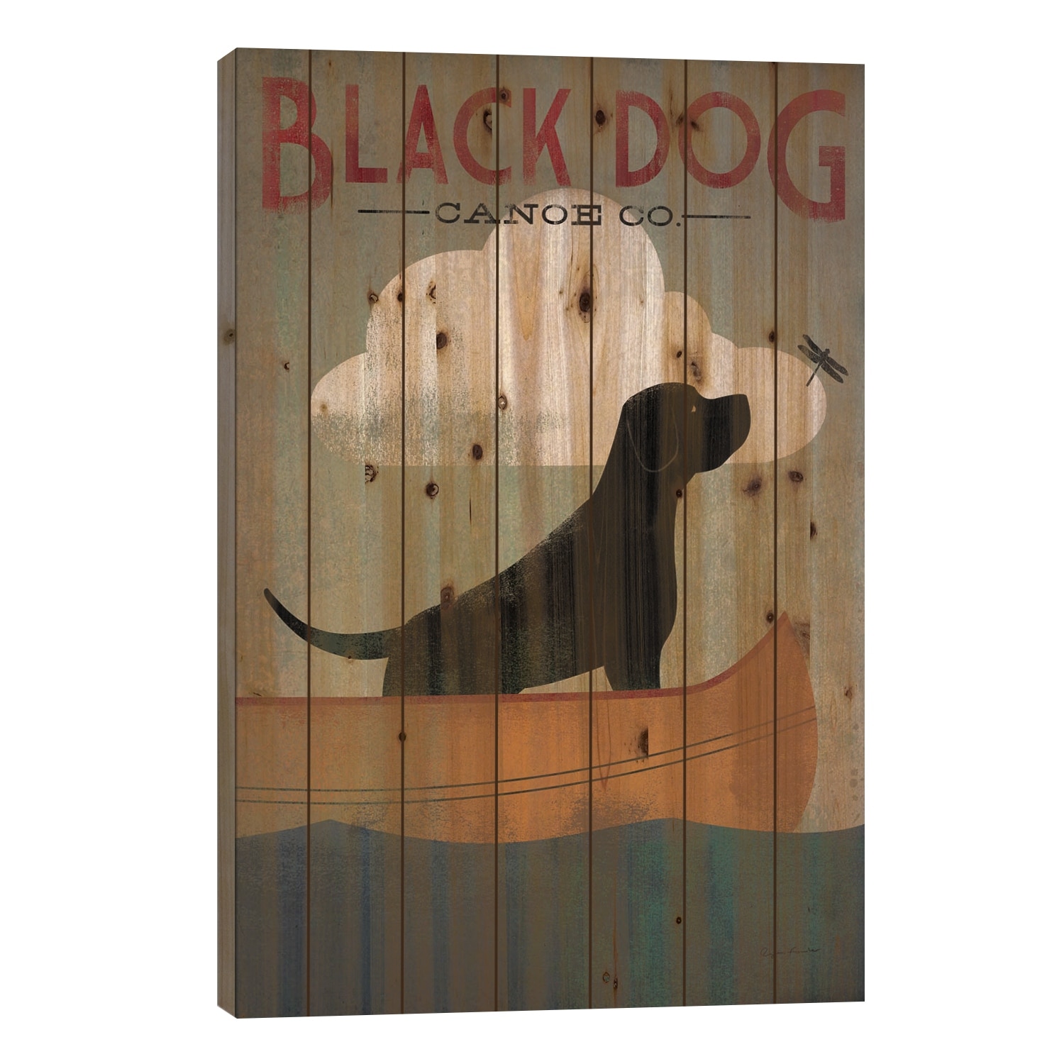 Black Dog Canoe Co. I Print On Wood by Ryan Fowler - Multi-Color