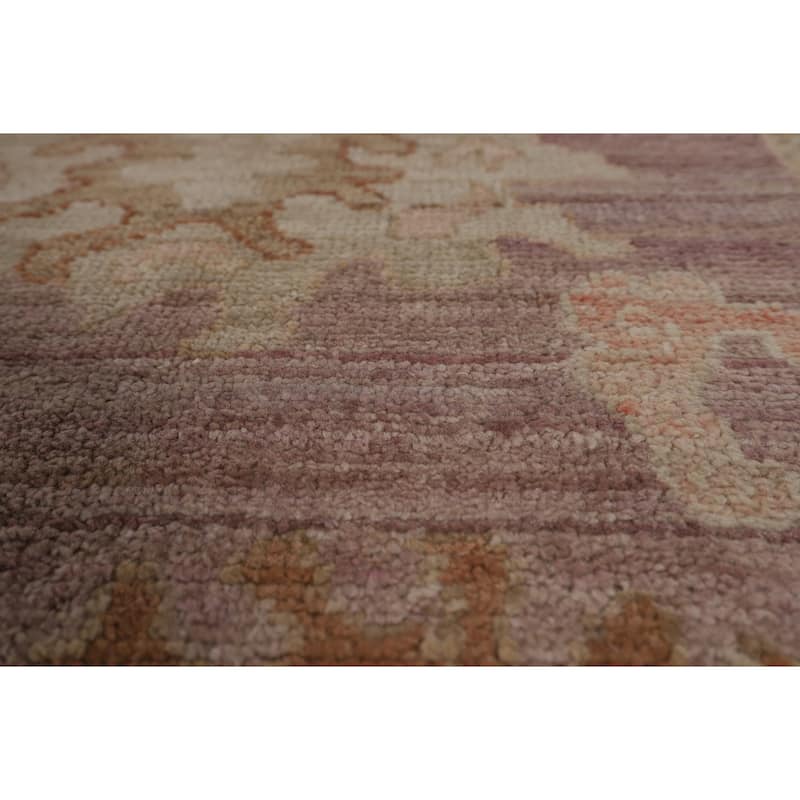 Vegetable Dye Oushak Turkish Area Rug Hand-Knotted Brown Wool Carpet - 6'3"x 8'8"