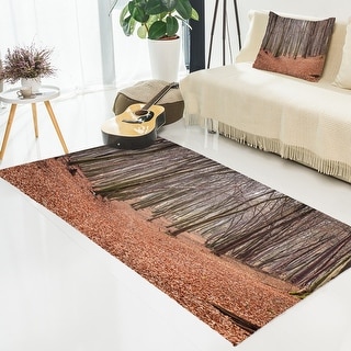 Designart 'Leaves in the Thick Fall Forest' Forest Area Rug - Bed Bath ...