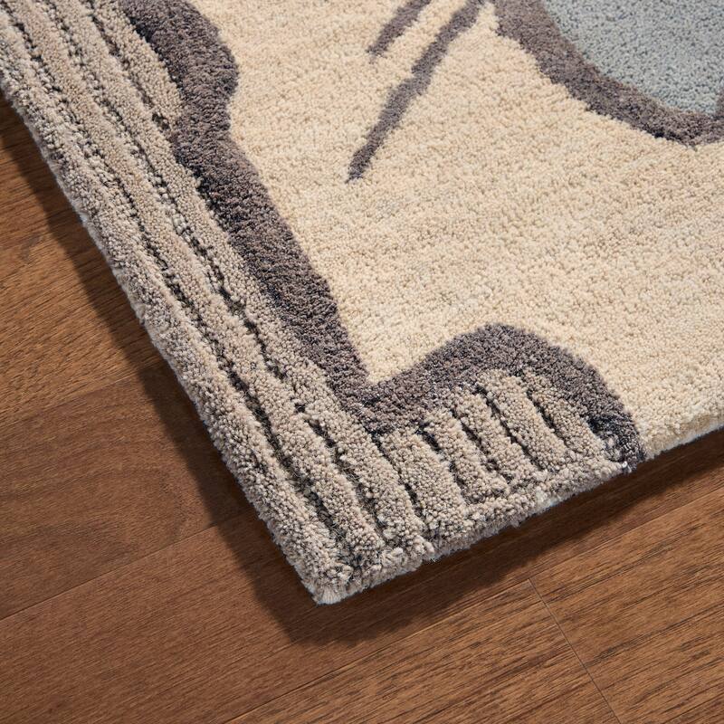 NICOLE MILLER NEW YORK Flora Grandeur Bloom Handcrafted Wool Area Rug
