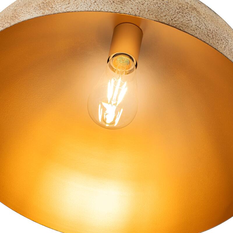 Industrial Black and Sandy Mud Finish Dome Pendant Light Fixtures Kitchen Island - W15.75"