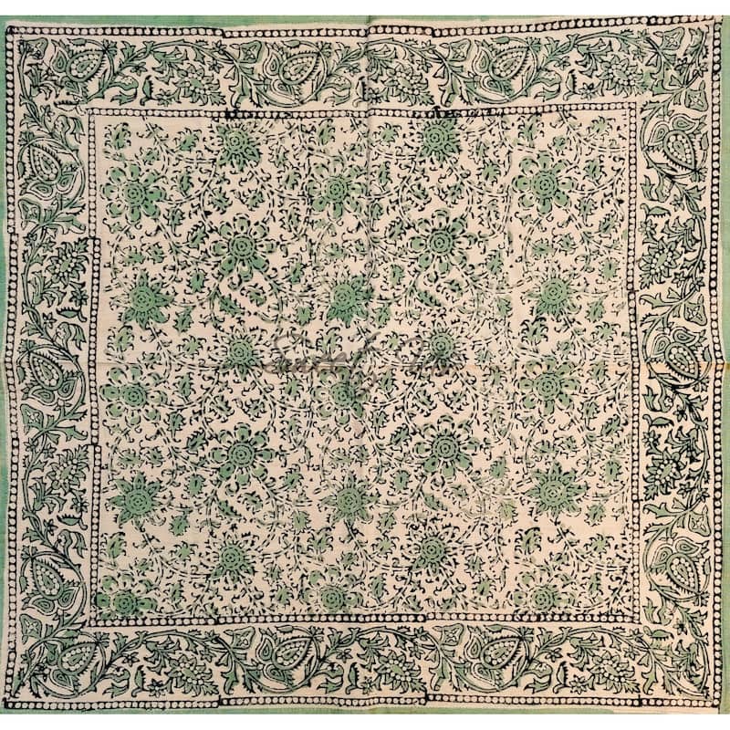 Pretty Daisy Chain Floral Block Print Cotton Tablecloth Collection