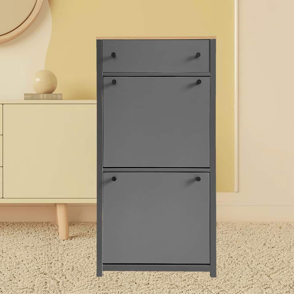 Freestanding Shoe Rack Organizer Cabinet with Adjustable Shelves and 3 Storage Drawers for Hallway, Entryway and Porch