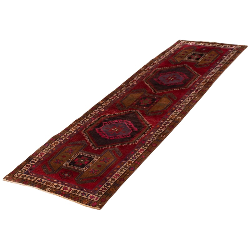 ECARPETGALLERY Hand-knotted Konya Anatolian Dark Red Wool Rug - 3'3 x 10'4