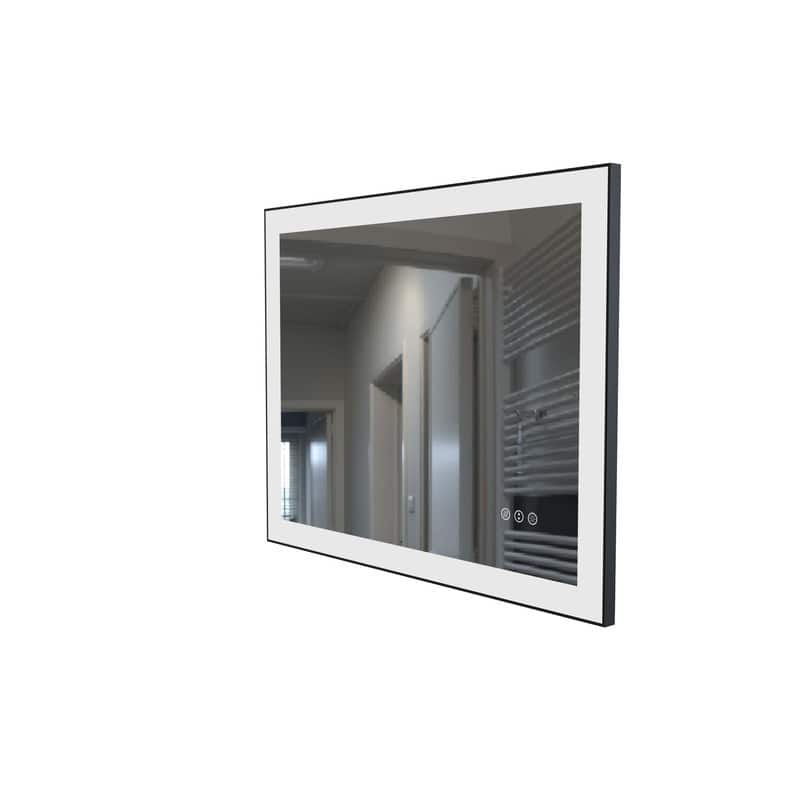 LED Black Aluminum Framed Bathroom Mirror Vanity Mirror for wall, dimmable - 20x28