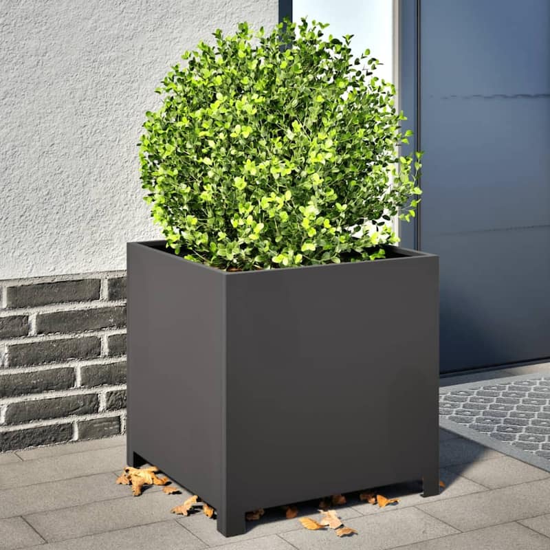 vidaXL Garden Planter Black Steel 19.7 in Durable Garden Planter - 19.7 x 19.7 x 19.7 in