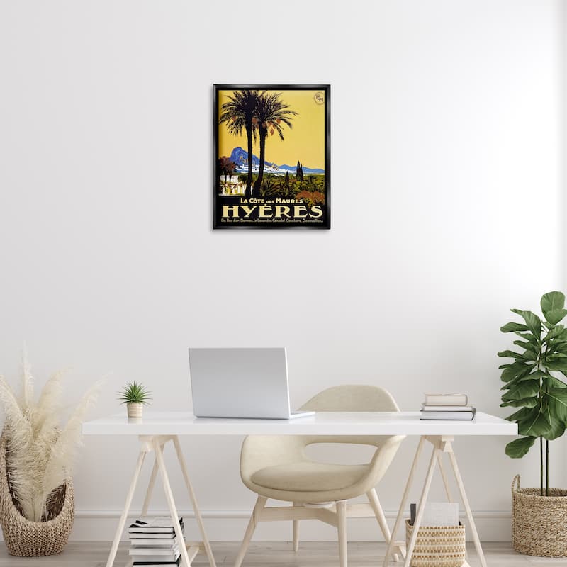 Stupell Vintage Tropical Travel Ad Framed Floater Canvas Wall Art Design By Marcus Jules