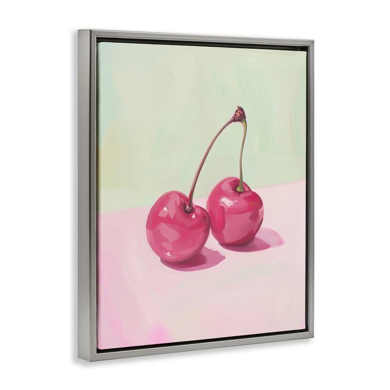 Stupell Luminous Cherries Still Life Framed Floater Canvas Wall Art Design By Arlington Prints