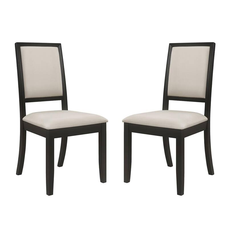 Set of 2 Upholstered Dining Side Chairs Black and Cream - Set of 2 - Cream and Black - Dining Height